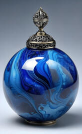 a blue and gold vase