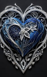 stitched heart with diamonds