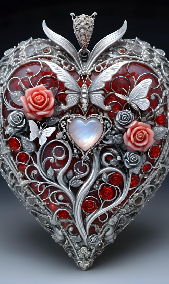 a silver and red jeweled crown