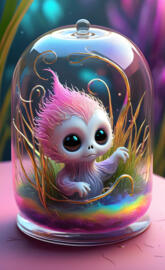 a glass jar with a cartoon character on it