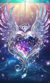 clear crystal heart, clear glass wings
