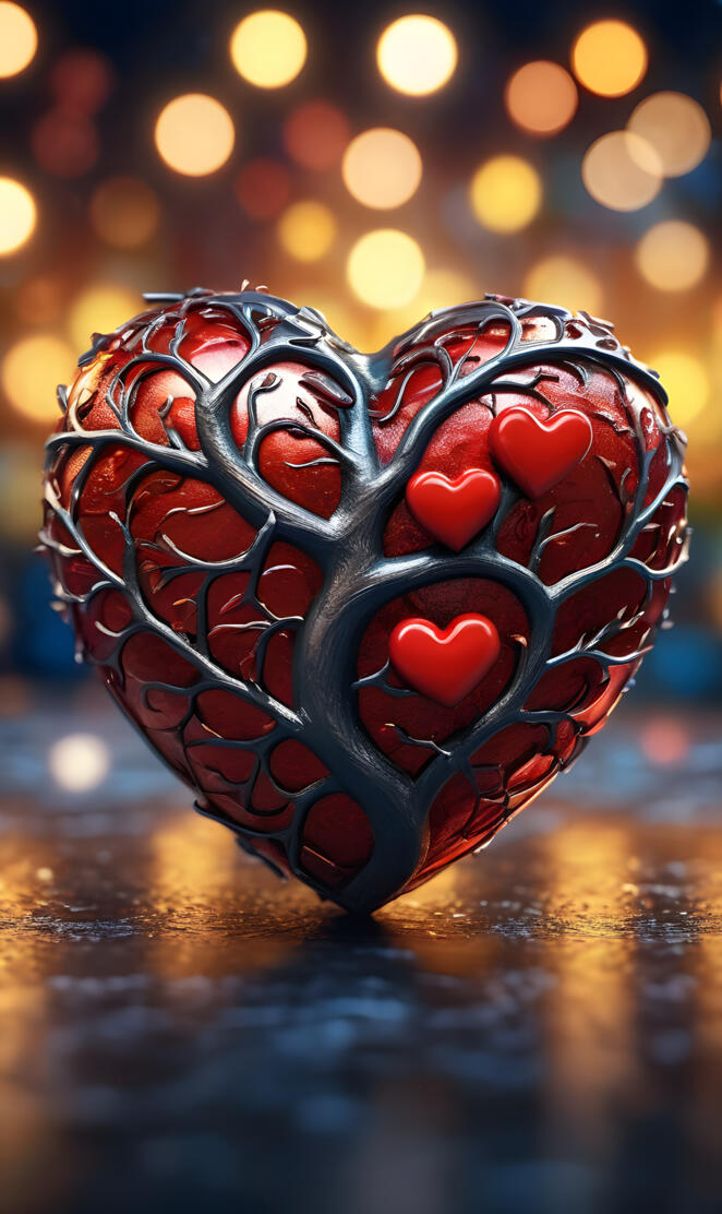 a black and red heart