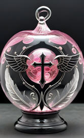 a purple and black vase