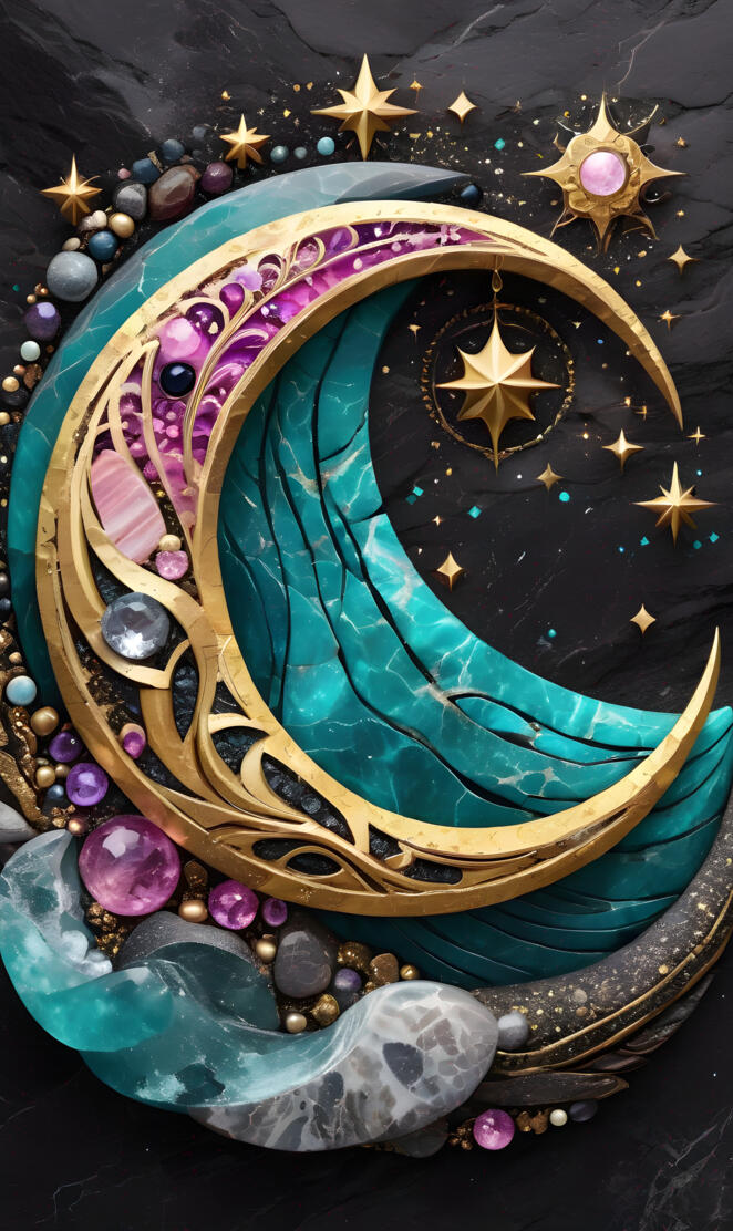 golden moon with star