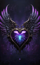 a purple and blue mask