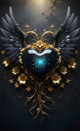 a gold and blue mask