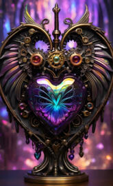 iridescent steampunk heart