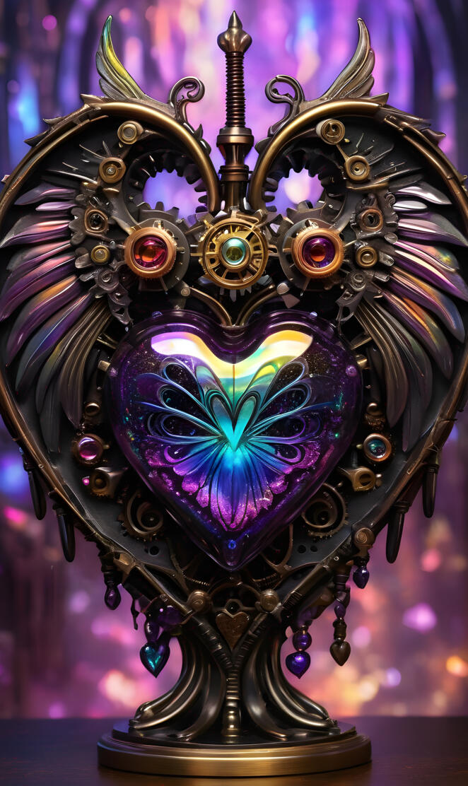 iridescent steampunk heart