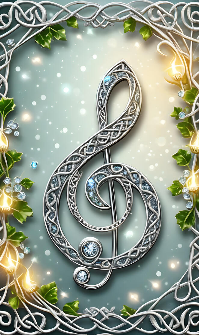holographic Celtic treble clef