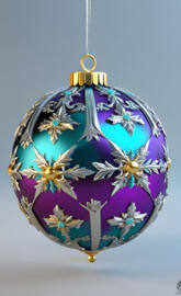 silver-gold purple and turquoise Christmas decoration