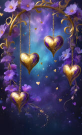 hanging purple hearts