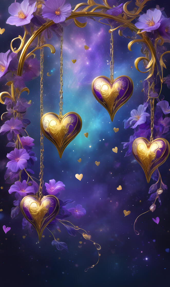 hanging purple hearts