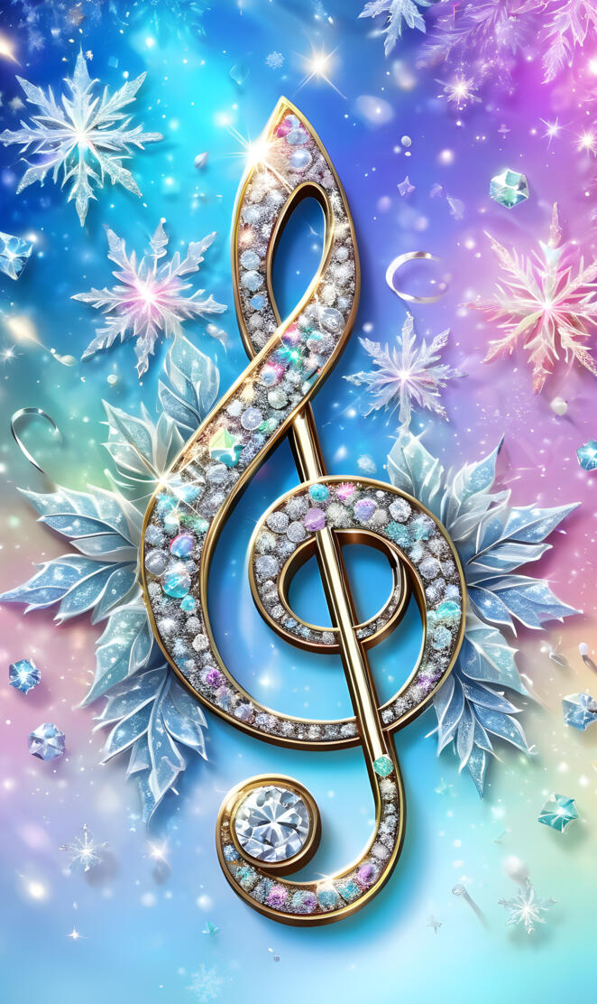 holographic glittery treble clef
