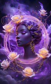 a person with flowers in the hair