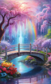 a bridge over a body of water with trees around it