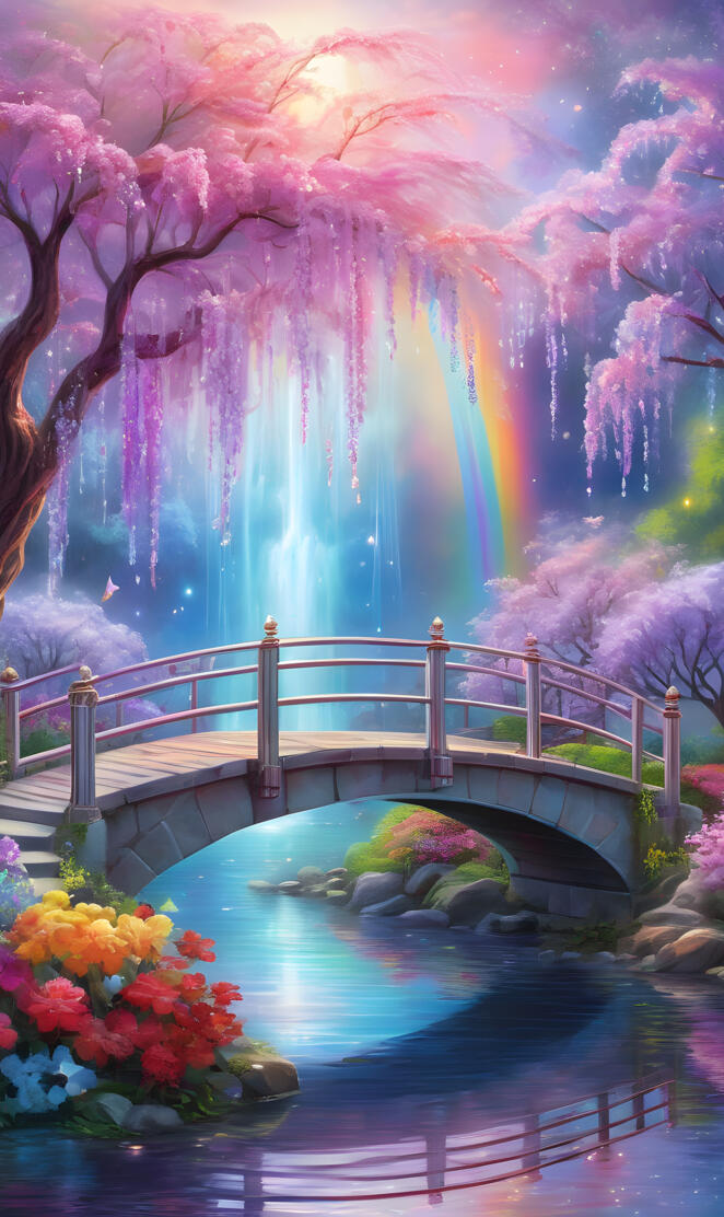 a bridge over a body of water with trees around it