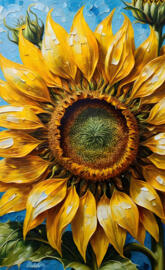 a close up of a sunflower