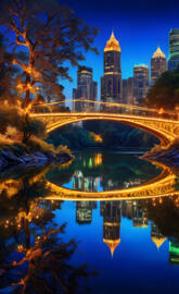 (Beautiful river with crystal clear, flowing waters, illuminated by gr