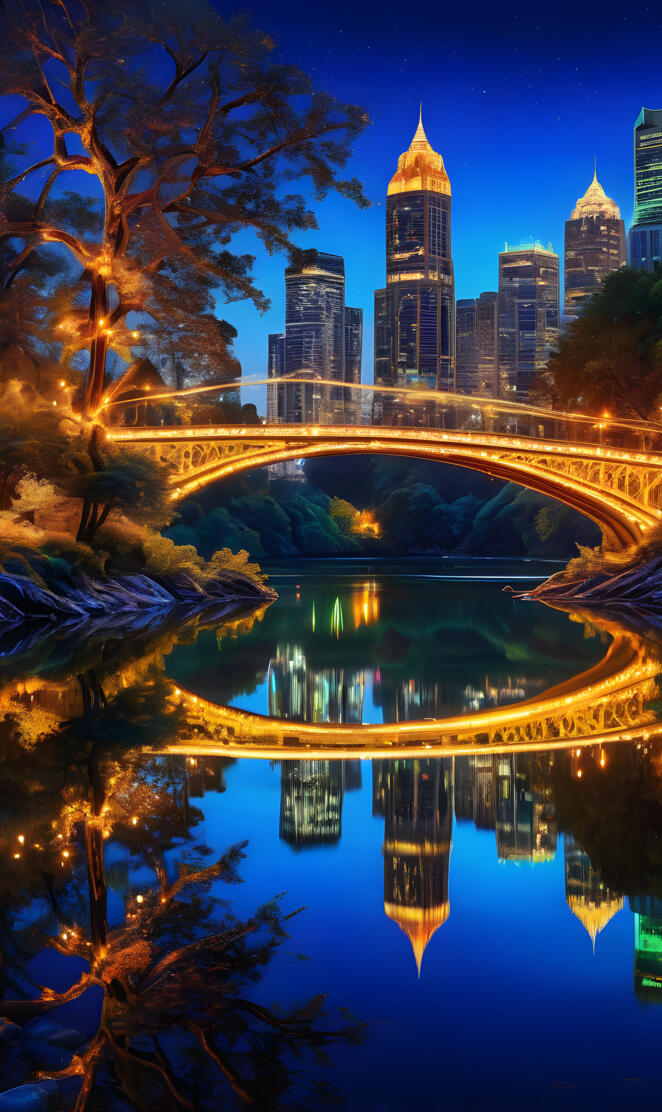 (Beautiful river with crystal clear, flowing waters, illuminated by gr