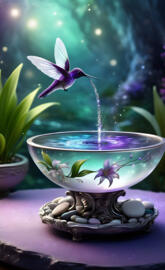 Purple Hummingbird, white lily