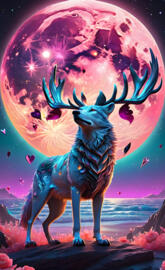 a wolf with a star in the background