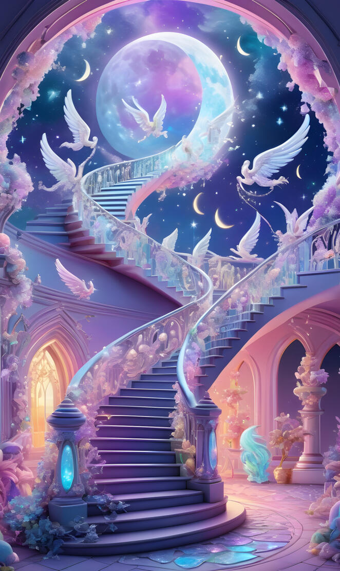 a colorful staircase with a mural