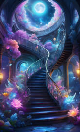 a colorful glass stairway