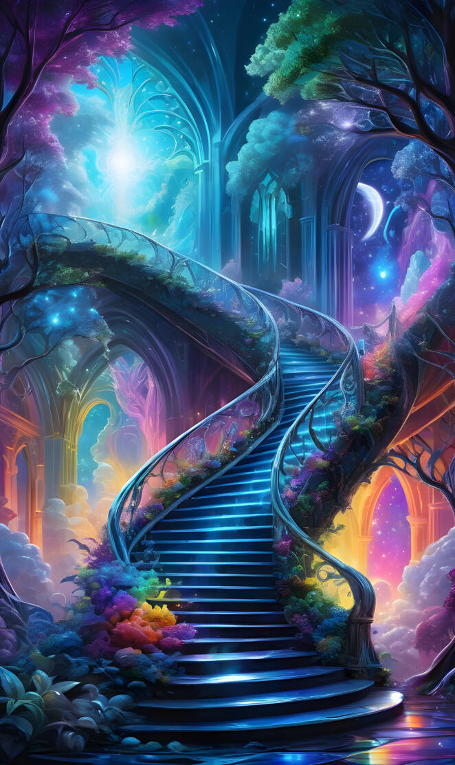 a glass sculpture of a staircase