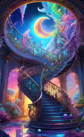 a colorful dual staircase