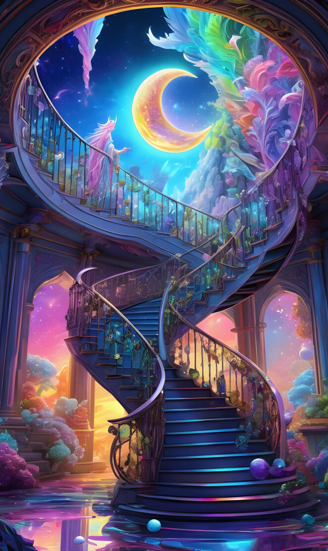 a colorful dual staircase