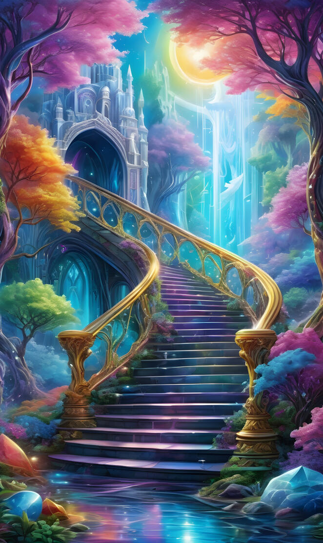a painting of a stairway