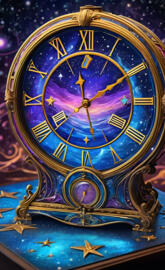 a clock with gold and blue colors