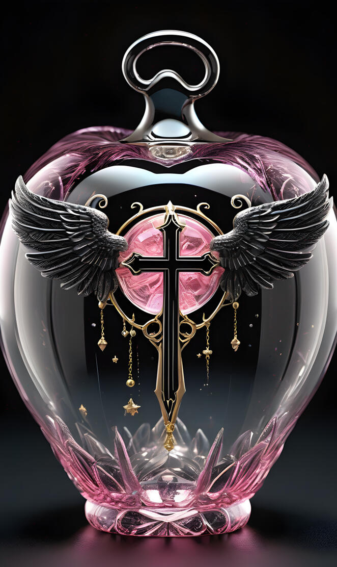 a purple and white mask