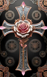 a rose in a glass window