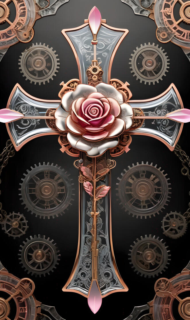 a rose in a glass window