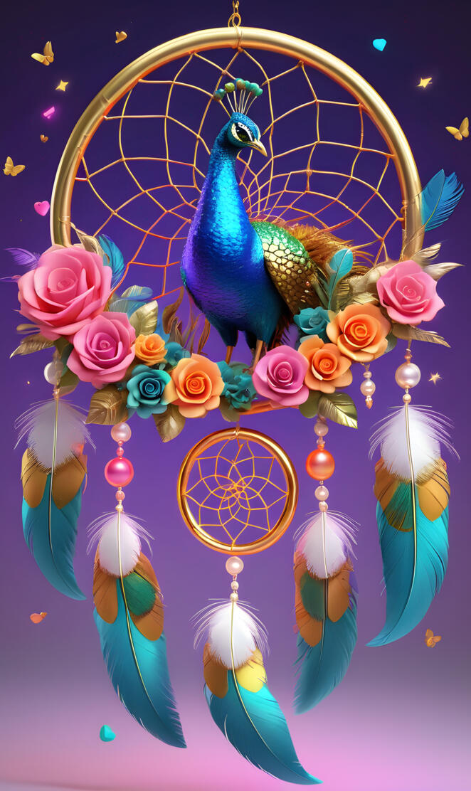 a colorful bird with flowers