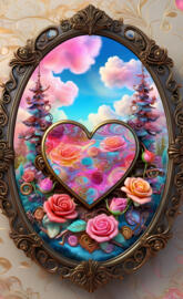 a colorful circular object with flowers