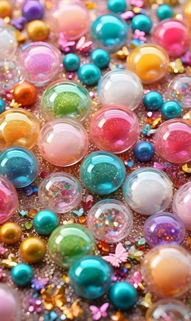 a group of colorful balls