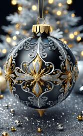 a gold and black pendant