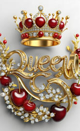 Queen in gold and diamonds, cherries