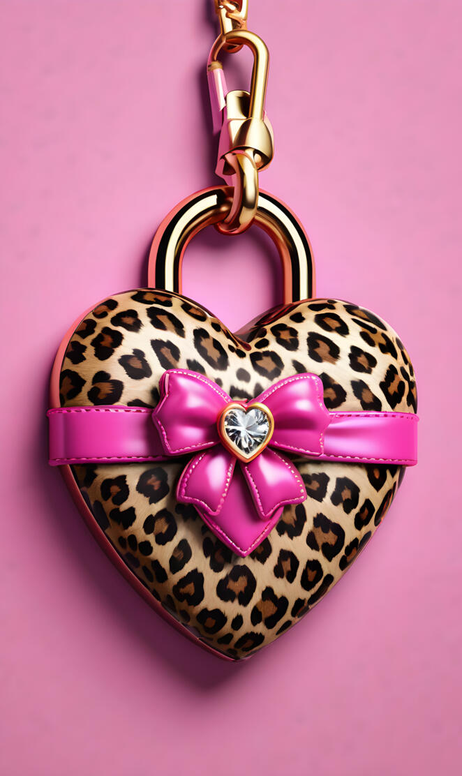 pink ribon leopard print zipper lock screen