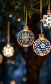 Christmas ornaments on Christmas tree