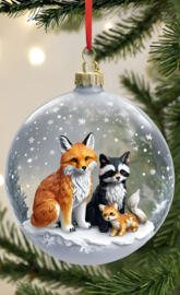 a group of dogs in a christmas tree