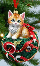 a cat in a christmas tree