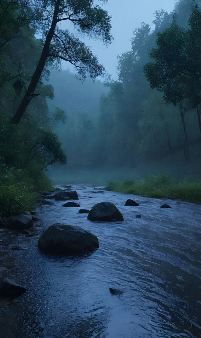 misty day at the river