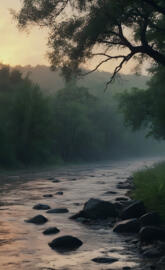 rainy day at the river
