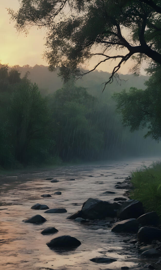 rainy day at the river