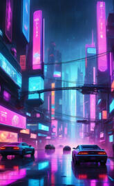 a city street at night