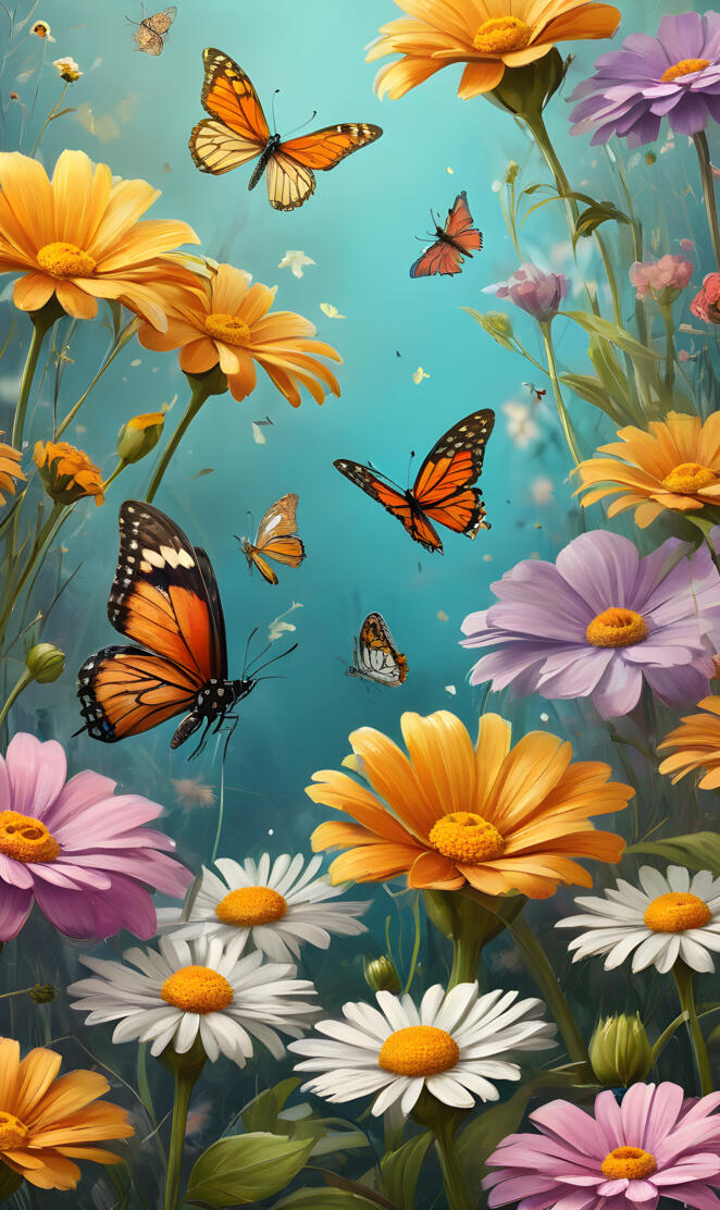 butterflies and flowers