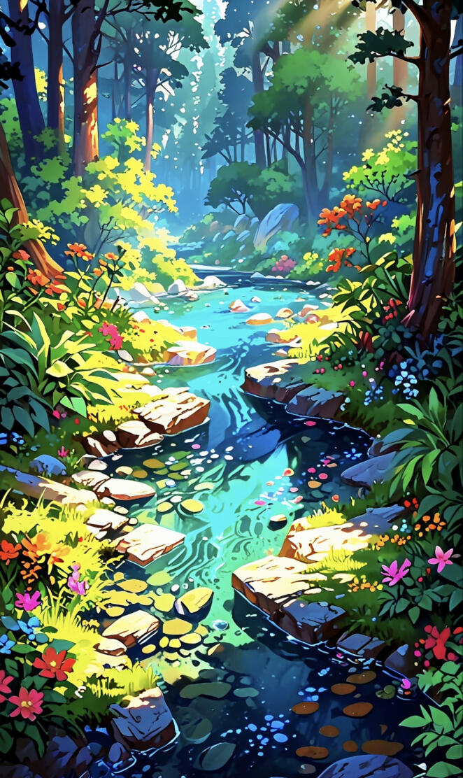 Nature scene inspired by Hayao Miyazaki